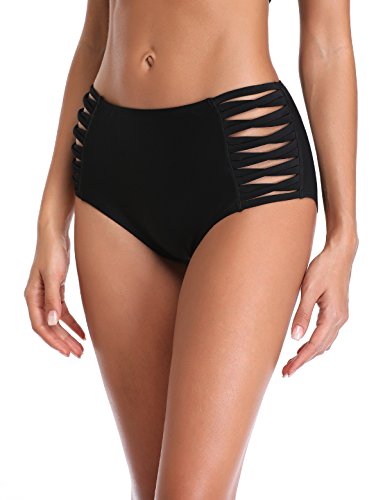 RELLECIGA Women's Strappy High Waisted Bikini Bottom Full Coverage Swim Briefs4