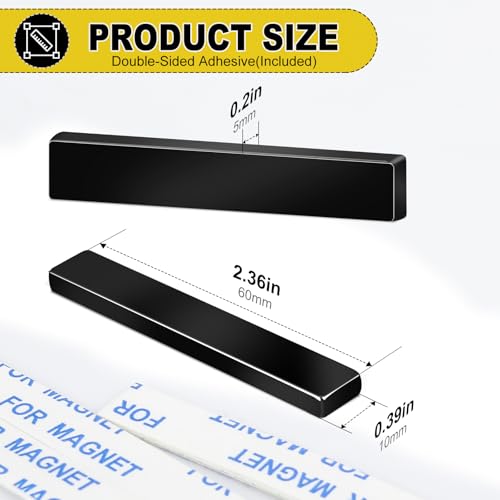Image of MIKEDE 9 Pcs Magnets, Waterproof Strong Neodymium Bar Magnets with Epoxy Coating and Adhesive, Rare Earth Magnet, Strong Magnet Heavy Duty for Tool Room, Kitchen, Whiteboard - 2.36 x 0.39 x 0.20 in
