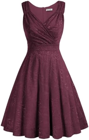 GRACE KARIN Damen Spitzen Rockabilly Kleid Knielang Retro Vintage Kleider