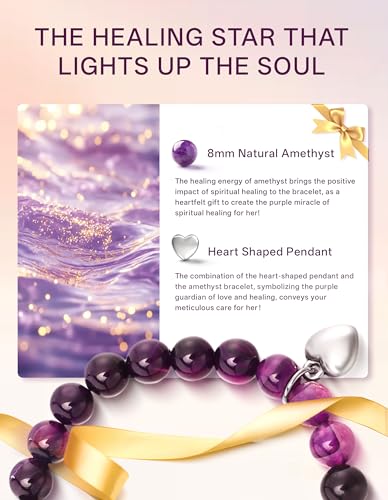 LEJIAJINW Inspirational Get Well Soon Gifts Healing Prayers Bracelets for Women Best Friends Sister Girls After Surgery Self Care Purple Gift Sympathy Memorial Loss of Loved One2