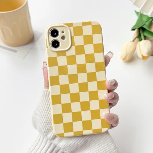 NITITOP Compatible for iPhone 12 Case Cute Checkered - Yellow by NITITOP - Used condition - Image 3