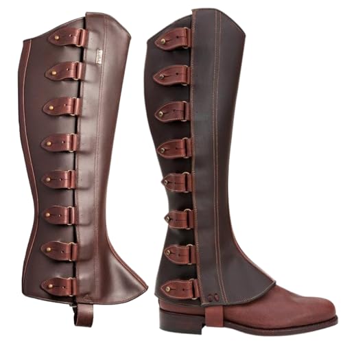 Armure de jambe médiévale avec fixation réglable en cuir synthétique - 2