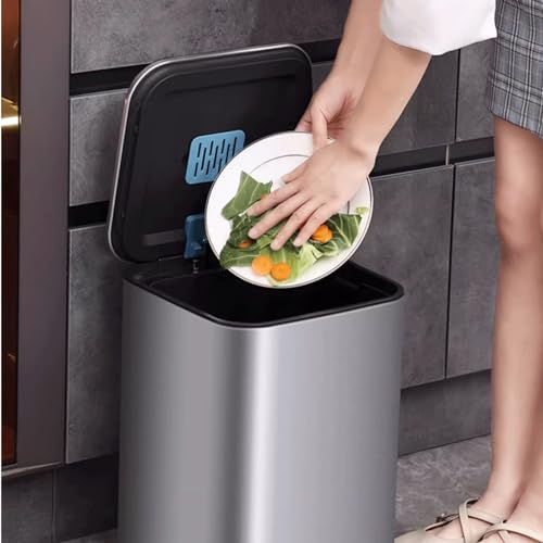 Caneca de Basura de Acero Inoxidable con Pedal y Tapa 13L miniatura 3