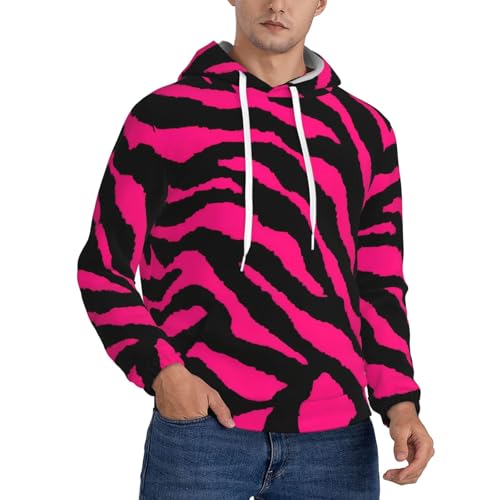 Sweat à capuche rose homme imprimé animalier original vêtement d'extérieur de gym
