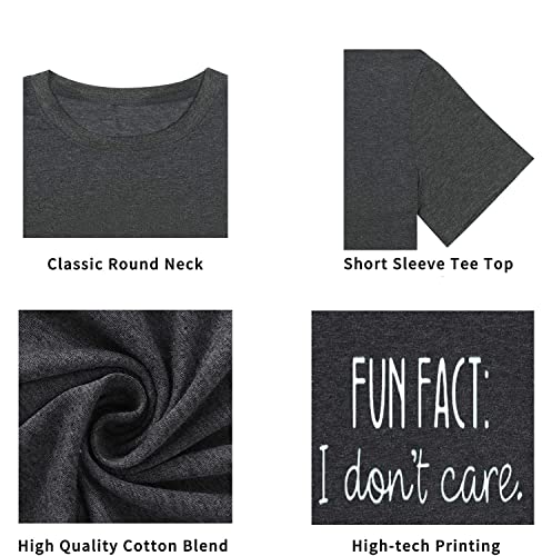 Calvin Fun Fact l Don't Care Letter Print T-Shirt for Women Funny Sayings Graphic Tees2