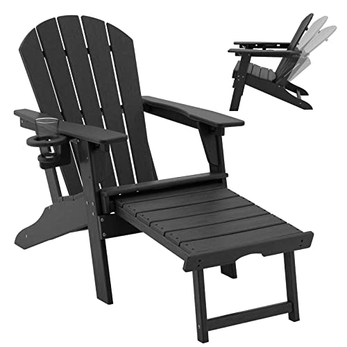 Niopatio Plastic Adirondack Chair,Oversized Adjustable Backrest Weather Resistant Fire Pit
