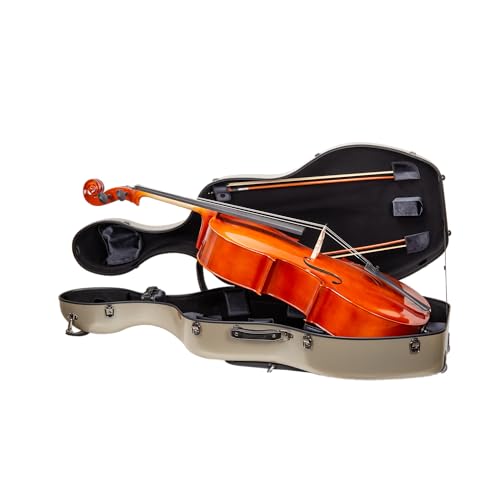 Crossrock Poly Carbon Cello Case for 4/4 Full Size | Champagne Matte Finish, Black Velvet Interior, Wheels, Music Pouch – Lightweight Protection Series by Crossrock - Used condition - US$511.80