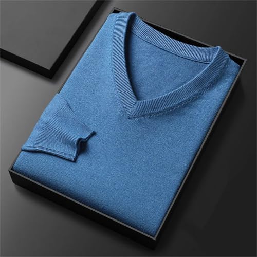 Men’s V-Neck Sweater Knit Pullover Slim Fit Solid Color Long Sleeve Casual Business Comfortable Sweater3