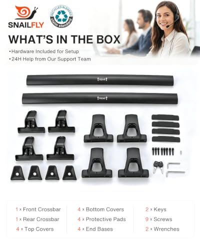 Image of 330 LBS Lockable Roof Rack Cross Bars Fit for 2022 2023 Chevrolet Bolt EUV with Flush Side Rails, Aluminum Crossbars for Rooftop Cargo Carrier Kayak Bike, Sunroof Friendly