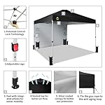CROWN SHADES Canopy Tent 10x10 Pop Up Canopy Outdoor Shade with Pockets Sidewall, Easy Up Sun Shelter with One Person Set Up Center Lock, Portable Instant Camping Beach Canopy Tents, Black - Image 4