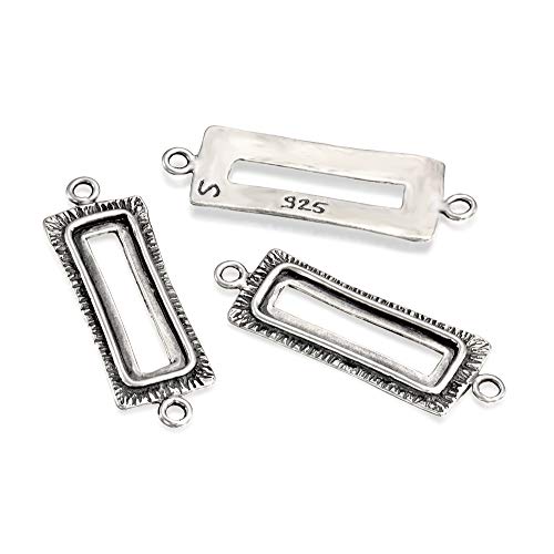 Argent sterling 925 lot de 3 rectangles texturés pour boucle d'oreille
