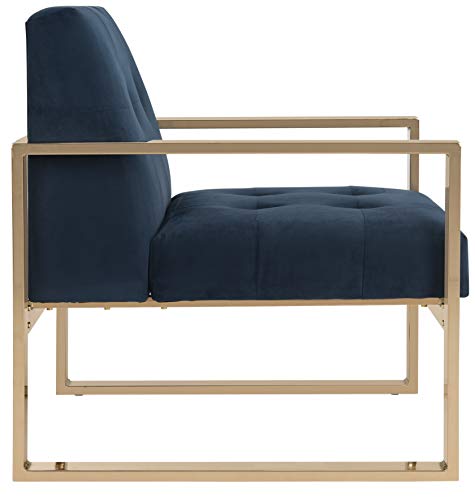 Sillón con Tela Terciopelo Azul y Detalles de Metal miniatura 6