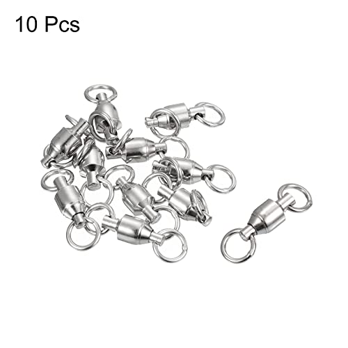 PATIKIL Ball Bearing Swivel, 10 Pack 209lb Carbon Steel Solid Welded Ring Fishing Tackle Connector, Silver - Image 3