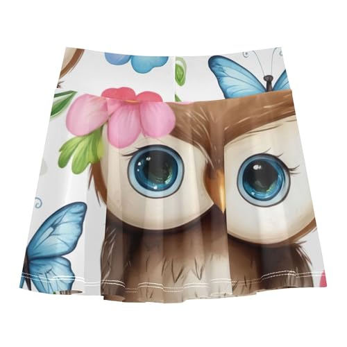Tennis Skirts for Kids Cute Cartoon Owls Athletic Shorts Girls Skorts 2 in 1 Teen Skirt 4t2