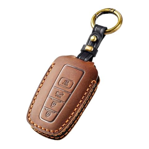 OFFCURVE Leather Key Cover, Fits for Toyota Car Key Fob Cover Case, Compatible with 2018-2024 Camry Corolla RAV4 Avalon C-HR Prius GT86 Highlander, Brown Cover