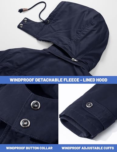 Image of TACVASEN Men's Jacket-Casual Winter Cotton Military Jacket Standard Length Thicken Hooded Cargo Coat