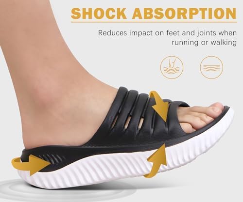 Image of KuaiLu Womens Recovery Sandals With Comfortable Plantar Fasciitis Support,Ladies Orthotic Open Toe Sport Slides Thick Cushion Reduces Stress on Feet,Joints & Back Post-Exercise