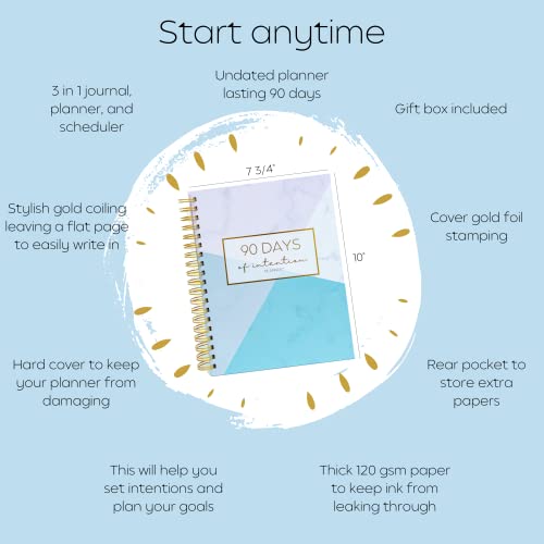 Pland Studio All-In-One 90 Day Goal Planner, Guided Journal With Prompts, Daily Journal Notebook And Hourly Planner! Fitness, Self Care Wellness, Productivity Diary, Mental Health, Gratitude Journal #TOP2