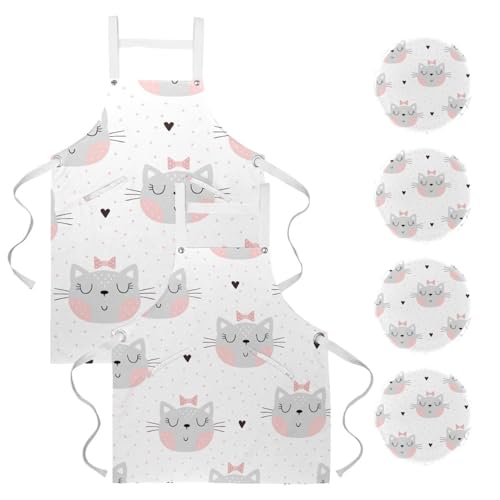 Tablier de cuisine pour restaurant et travail de bar avec broches imprimé chats