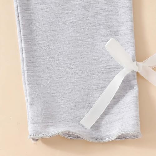 Girls Leggings 1to6 Years Solid Elastic Waist Leggings Toddler Girls Summer Loose Pants with Bow Home Pants Sweat Pant2