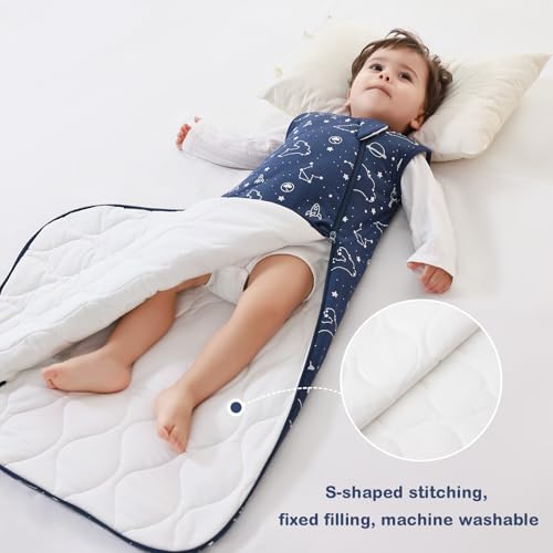 Image of Mosebears Unisex Rayon Made from Bamboo Sleep Sack with 2-Way Zipper,2.5 Tog Baby Winter Sleep Sack(Navy Blue,0-6 Months)