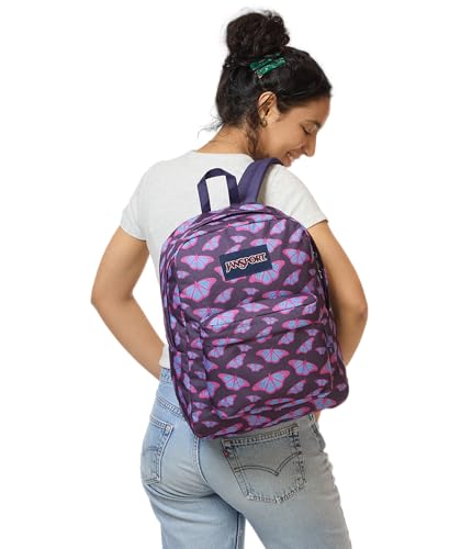 Image of JanSport SuperBreak One Backpack - Durable, Lightweight Bag with 1 Main Compartment, Front Utility Pocket with Built-in Organizer, Premium Backpack, Flutter By Purple