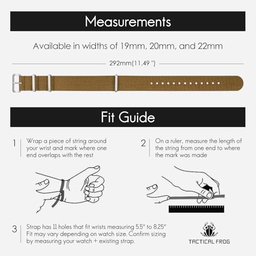 Image of TACTICAL FROG Nylon Watch Band 18mm 19 mm 20mm 22 mm 24 mm, Waterproof Military Watch Straps Replacement for Men Women, With Stainless Steel Buckle