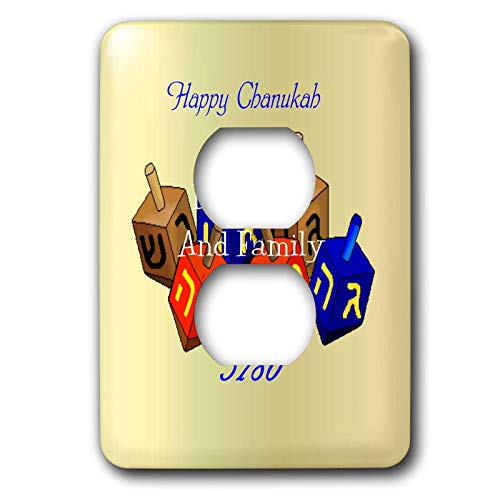 4 plug outlet cover - Image of Happy Chanukah Daughter And Family With Color Dreidels lens Art by Florene - Jewish Holidays