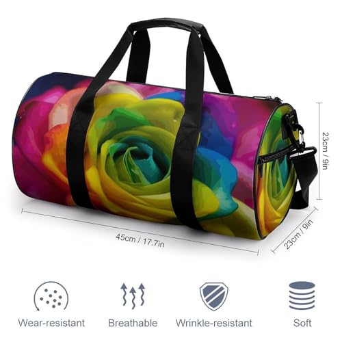 Duffel Bag Rainbow Flower Printed Foldable Gym Bag for Men Women Duffle Bag Lightweight with Inner Pocket for Travel Sports2