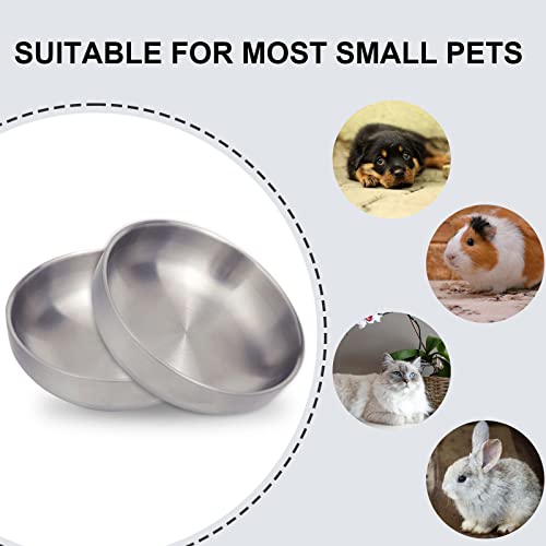 Mifyca Cat Bowls 304 Stainless Steel Shallow Cat Food And Water Bowl Whisker Relief Durable Metal Feeding Dish Set For Small Pets Kittens Puppies Food Dishes - 2 Pack #TOP6