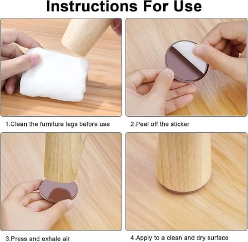 Image of MaruHub 8Pcs Non Slip Furniture Pads for Hardwood Floors - Furniture Leg Protectors for Chair, Table, Sofa - Self Adhesive Silicone Pads to Prevent Floor Scratches & Reduce Noise (3cm) Round
