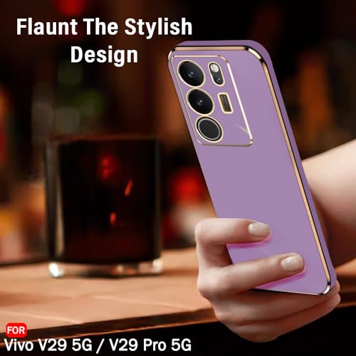 Image of TheGiftKart TPU Luxurious Chrome-Plated Back Cover Case Compatible with Vivo V29 / V29 Pro 5G|Raised Lips for Camera and Screen Protection|Shockproof Design|Stylish Cover for Vivo V29 (Greyish Blue)