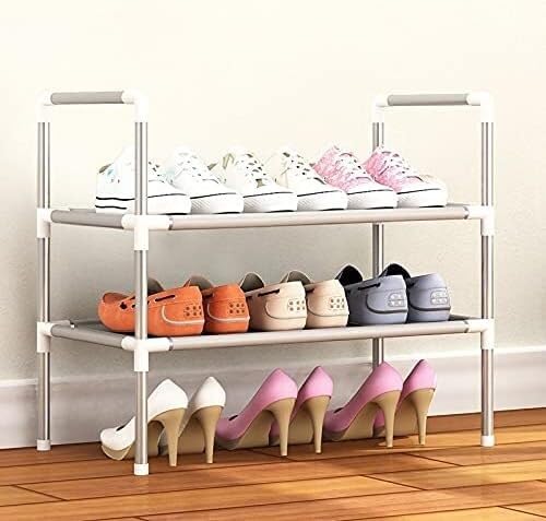 Meuble à chaussures en métal à 2 niveaux pour entrée compacte