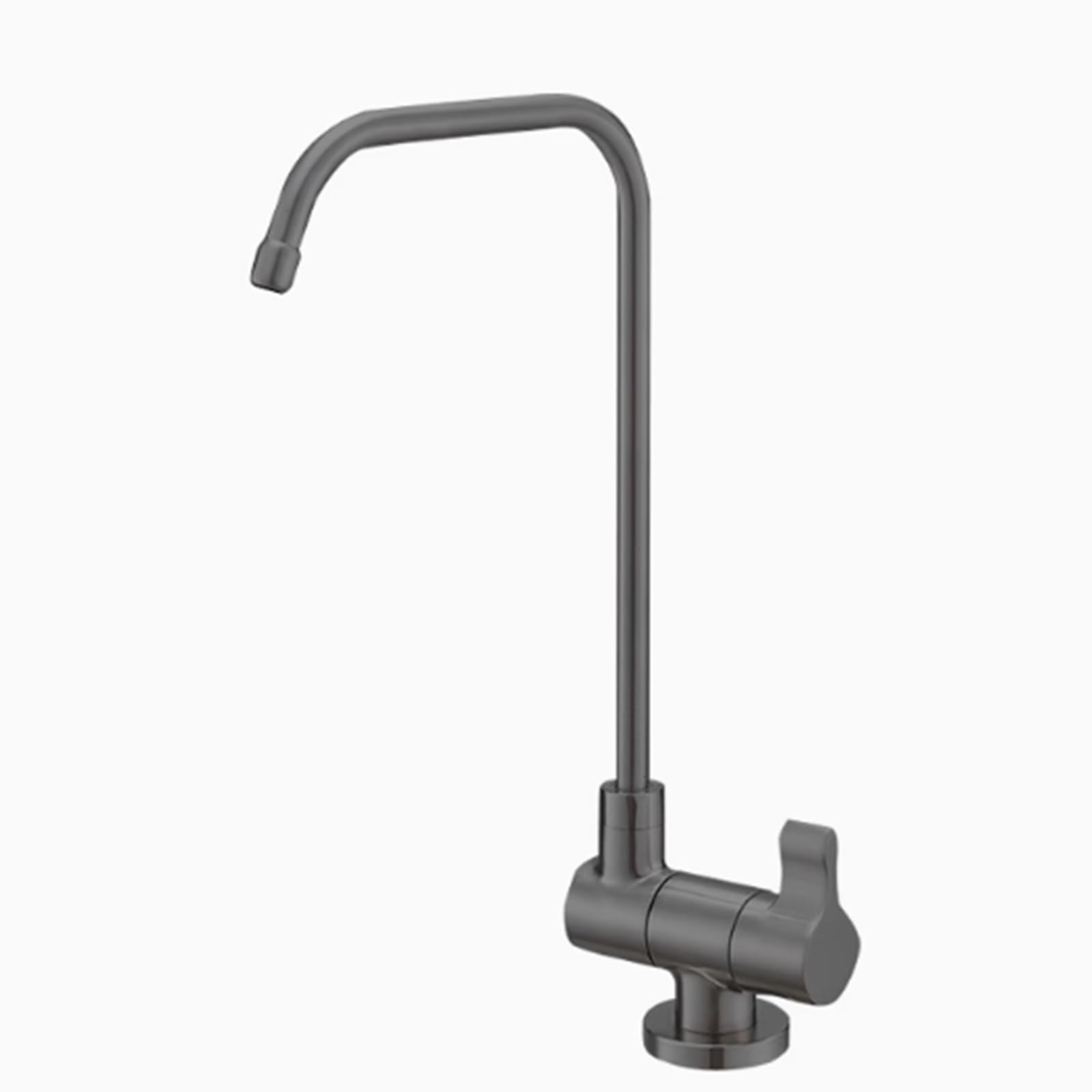 WDSOPK faucet Black Swan Neck Single Cold Kitchen Sink Folding Faucet Filter Water Tap (Grey A)