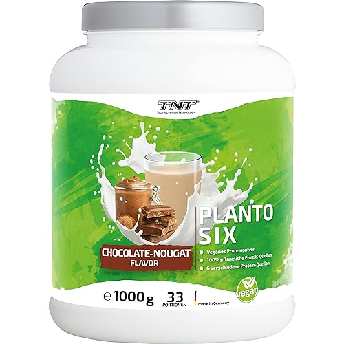 TNT Planto Six (1kg Proteinpulver) • Vegan Protein • Veganes Proteinpulver aus Erbsen, Hanf & Lupinen • 6 Komponenten Protein (Chocolate–Nougat)