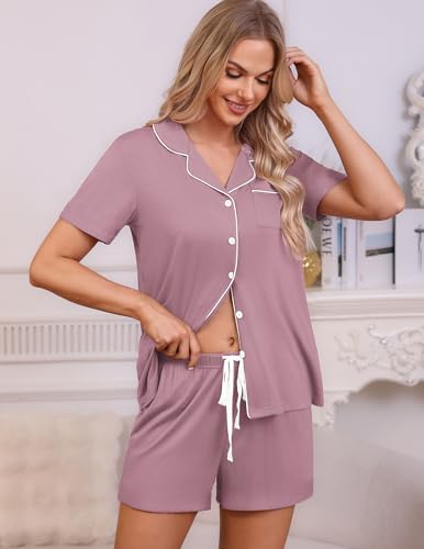 Image of HNG Pajama Sets for Women 2 Piece PJ Sets Short Sleeve Lounge Set Fashion Sleepwear XS-3XL