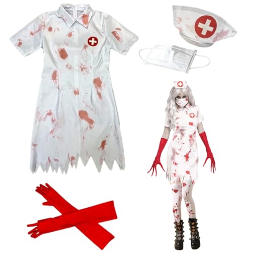 AWAVM Costume d'infirmière effrayante pour femme, costume d'Halloween pour | Costume d'Halloween pour femme, thème infirmière, style effrayant