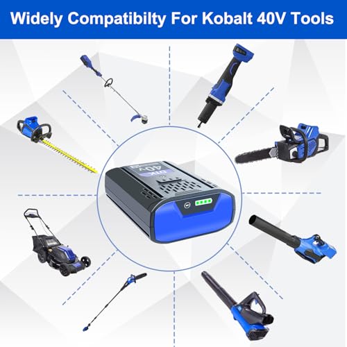 DTK Replacement for Kobalt 40V Battery 6000mAh KPM1040A-03, KM-1640-06, KM 4040-06, Cordless Power Tool Batteries 2 Packs
