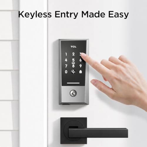 TCL Wi-Fi Smart Lock D2, Keyless Entry WiFi Door Lock with Key Fob, Built-in Doorbell, Touchscreen Keypad, App Remote Control, Easy Installation, No Bridge Required, Auto Lock (Dark Grey) - image 2