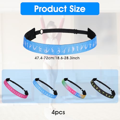 4 Pieces Gymnastics Headbands for Girls, Non Slip Elastic Yoga Sports Running Head Band Stretchy Athletic Headband Workout Fashion Hair Accessories for Girl Women2