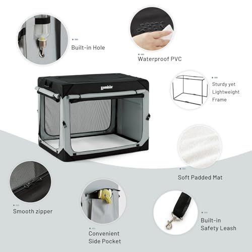Image of ZOMISIA Collapsible Dog Travel Crate for Medium Dogs, Portable Dog Crate