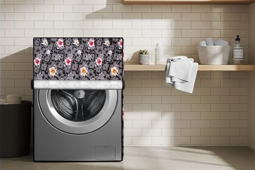 Image of Stylista Washing Machine Cover Compatible for Bosch 8 kg Front Load WAT24463IN Symmetric Pattern Grey & White
