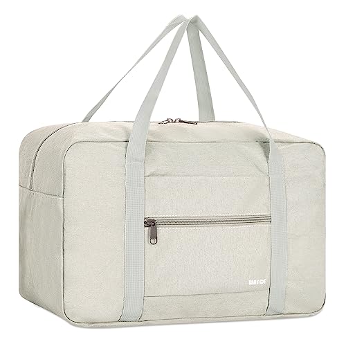 Handgepäck Tasche für Flugzeug Reisetasche Klein Faltbare Handgepäck Ryanair 40x20x25cm Sporttasche Krankenhaustasche Weekendertasche von WANDF (Denim Beige 20L)