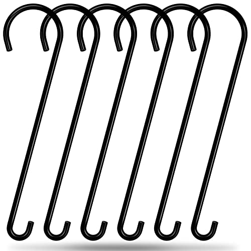 Feed Garden 6 Pack 23 Inch Metal Tree Branch Hook, 1/4 Inch Diameter Rust Resistant Hanging Black S Shaped Hooks For Bird Feeders And Baths, Planters, Lanterns, Ornaments And More #TOP12