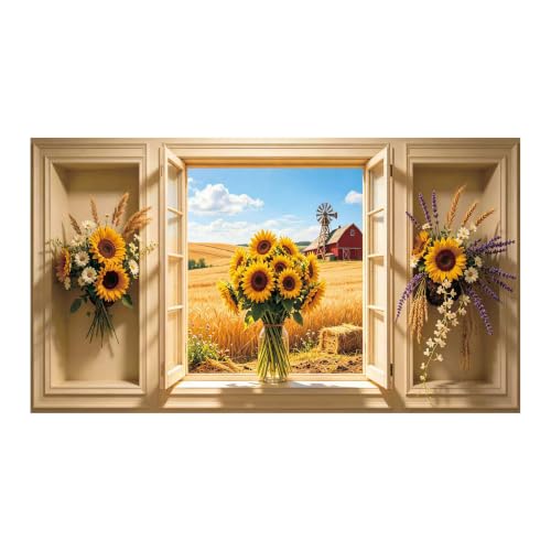 Art mural 3D champ de blé décoration murale grand format 50x100 paysage naturel pastoral chambre