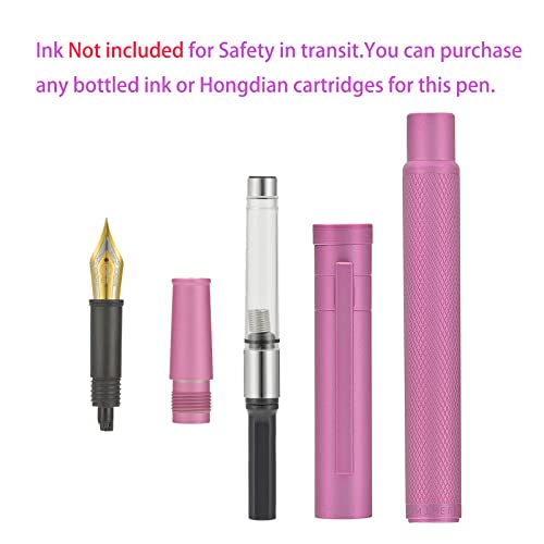 Image of Hongdian 1851 Pink Forest Fountain Pen Medium Nib, Classic Design with Converter and Metal Pen Case