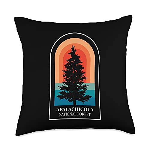 Tout Wear Florida Retro Apalachicola National Forest Florida Hiking Throw Pillow, 18x18, Multicolor