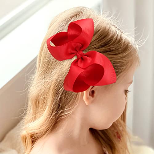 32Pcs Red Bows For Girls, Oaoleer Grosgrain Ribbon Red Hair Accessories Set Include Hair Bows, Cheer Bows, Alligator Hair Clips, Curly Koker Bows, Bows Hair Tie, Hair Barrettes, Headbands For Little Girls #TOP4