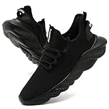 GLYGML Men's Non Slip Walking Shoes Training Fashion Casual Slip-Resistant Fitness Sneakers Lightweight Comfortable Breathable Travel Workout Black Size 9.5