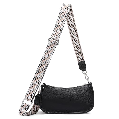 FALAN MULE Crossbody Bags for Women PU Leather Shoulder Handbags Purses for Women with Adjustable Wide Strap